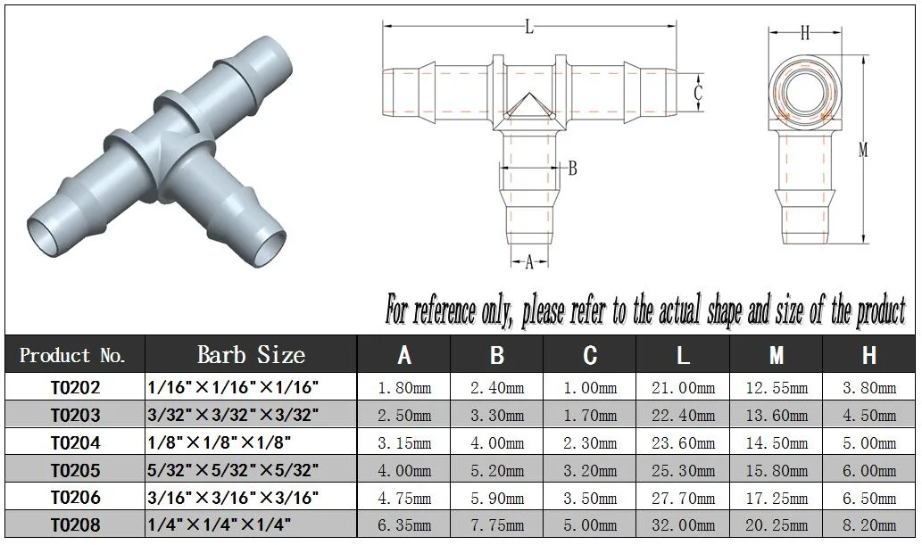 Plastic 1/4 Inch 6.4mm Hose Barb Air Water Dispenser Tee Union T-Shaped Joint Splicer 3 Ways Coupler Rubber Tube Pipe Fittings