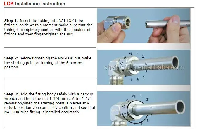 Nai-Lok Stainless Steel Tube Fitting for Instrument Laboratory Analysis SS316 Tube Fittings Double Ferrule Union Tee